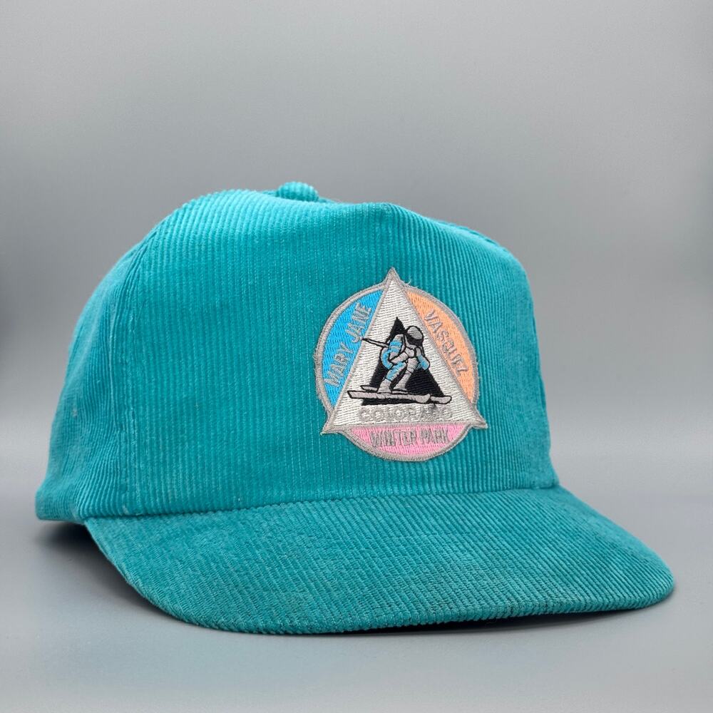 Vintage Teal Corduroy Cap with Pastel Triangular Patch